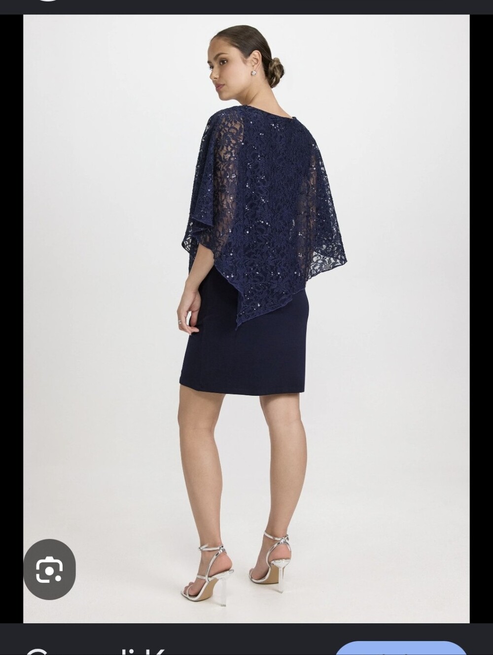 LAURA- NAVY BLUE SEQUINED MIDI DRESS - Picture 2 of 8